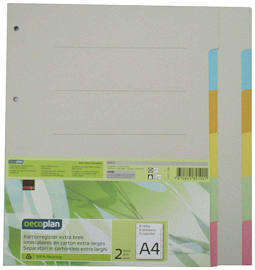 Oecoplan Kartonregister A4 extra-breit 6 teilig