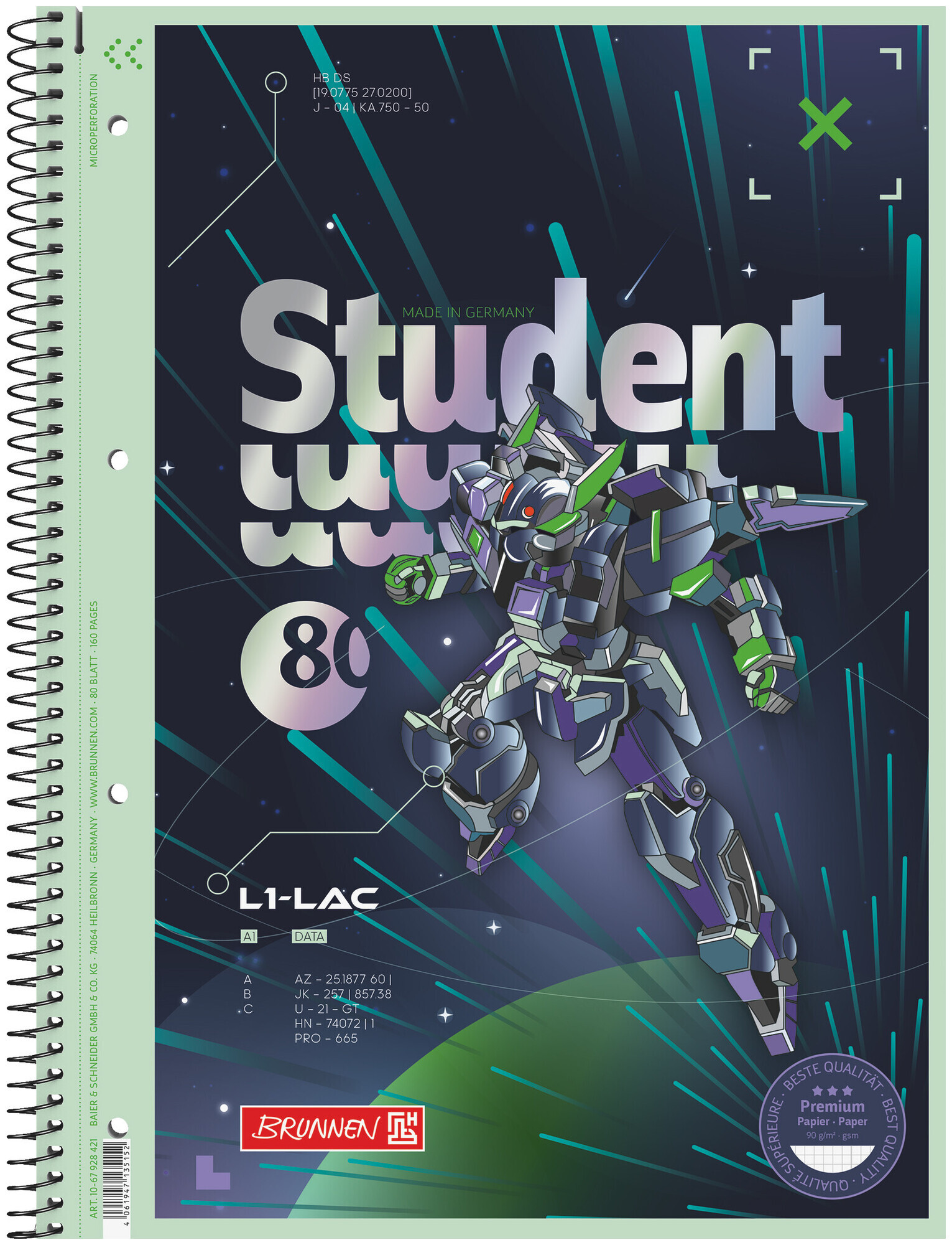 Image of Brunnen Collegeblock Robot Hero A4 90g