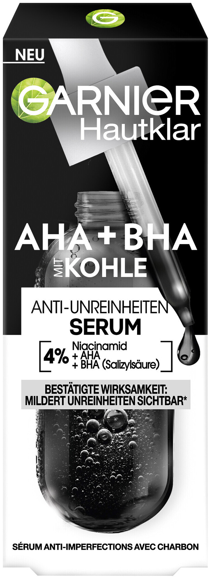 Image of Garnier Hautklar Anti-Unreinheiten Serum mit Kohle und 4% Niacinamid + AHA + BHA (Salizylsäure), 30.0ml