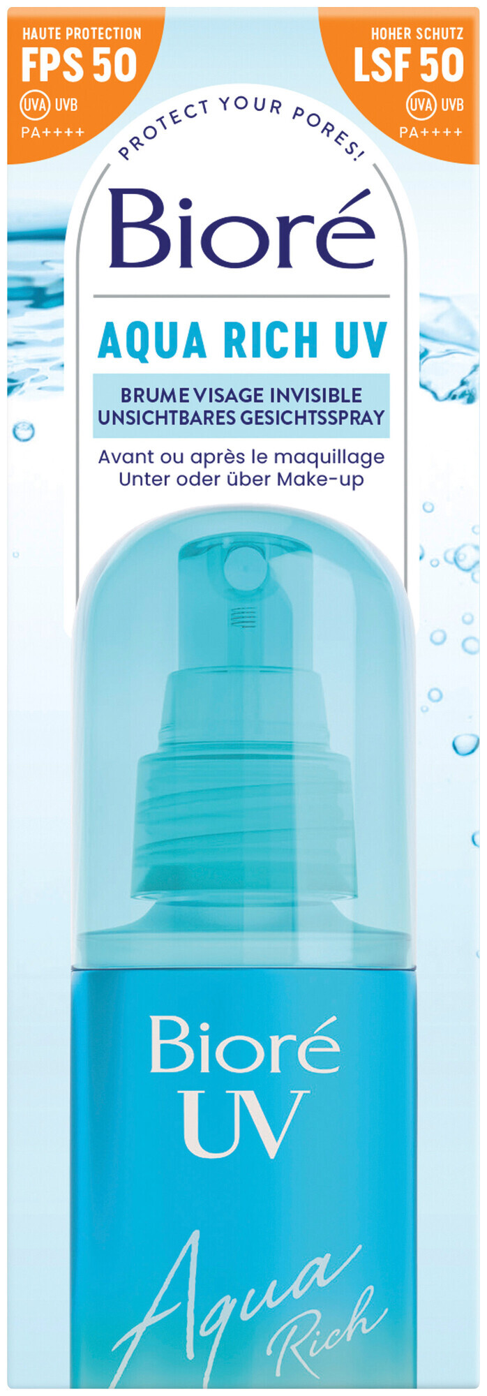 Image of Bioré Aqua Rich UV Unsichtbares Gesichtsspray LSF 50 60ml