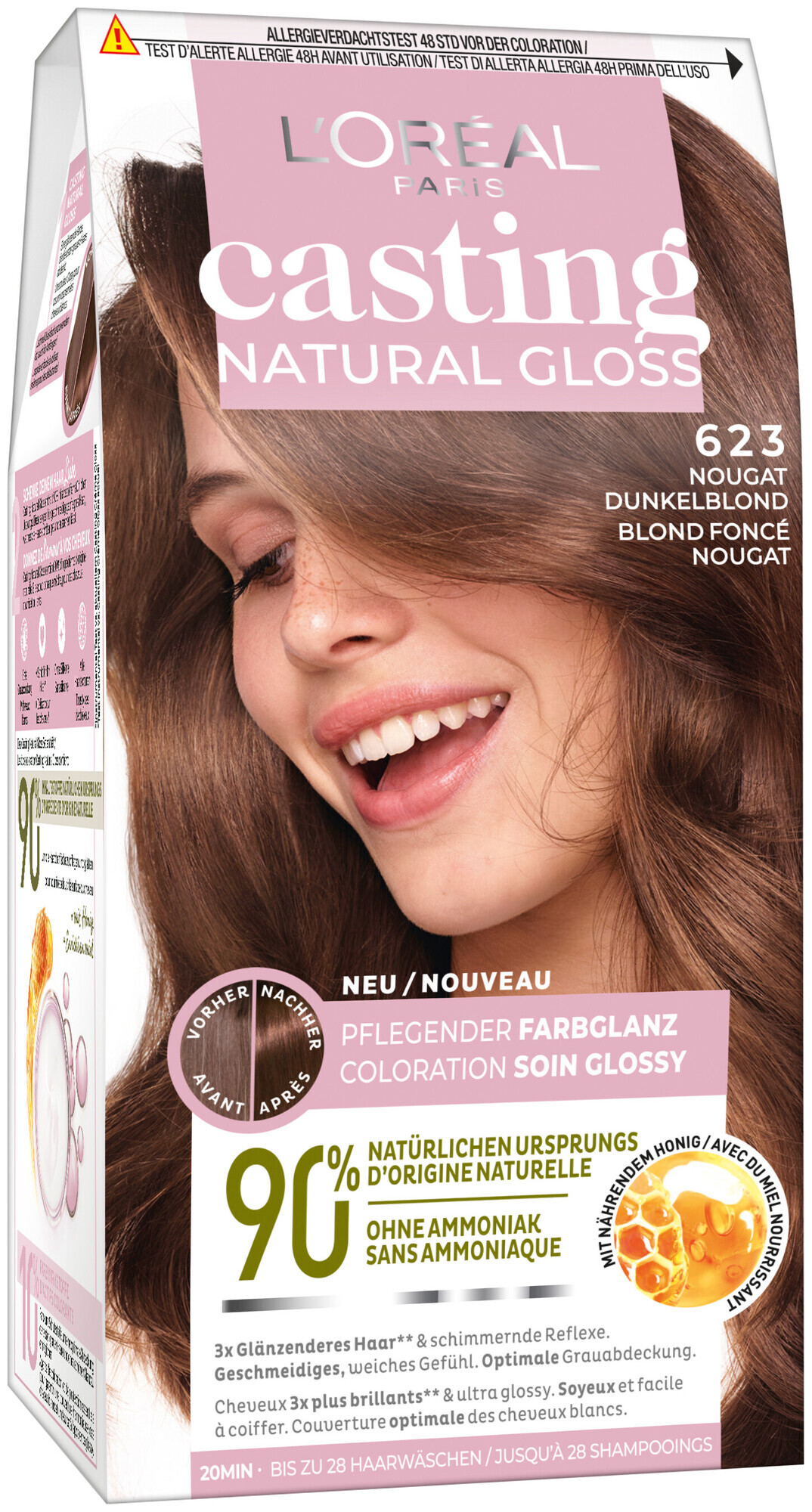 Image of Casting Creme Gloss L'Oréal Paris Casting Natural Gloss pflegende Intensivtönung 623 Nougat Dunkelblond