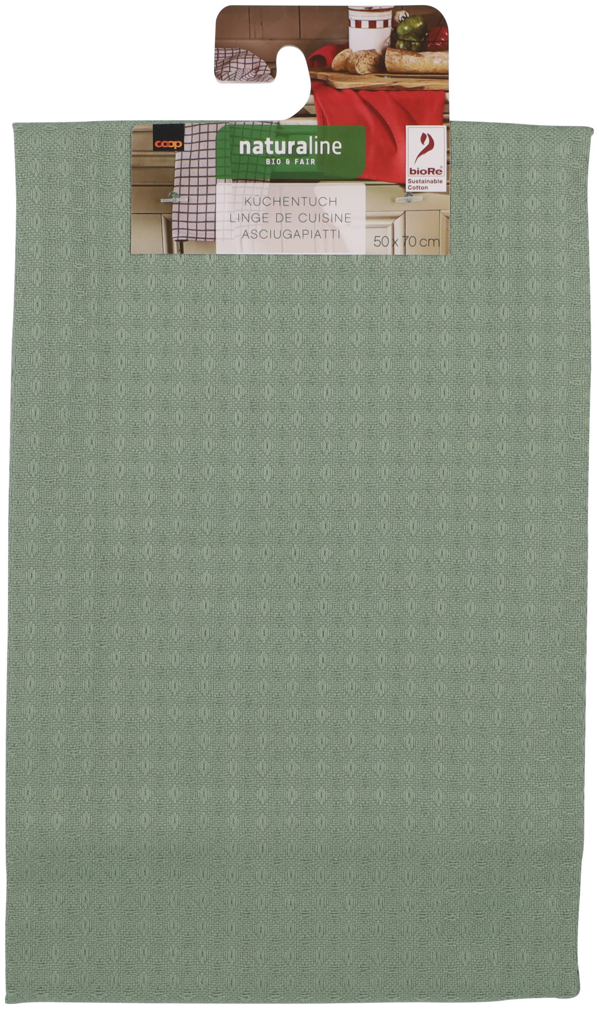 Image of Naturaline Textil Naturaline Waffelküchentuch grün 50x70cm