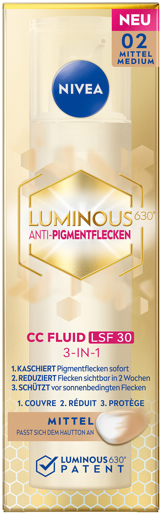 Image of Nivea Cellular Luminous 630® 3-in-1 CC Fluid Medium LSF 30