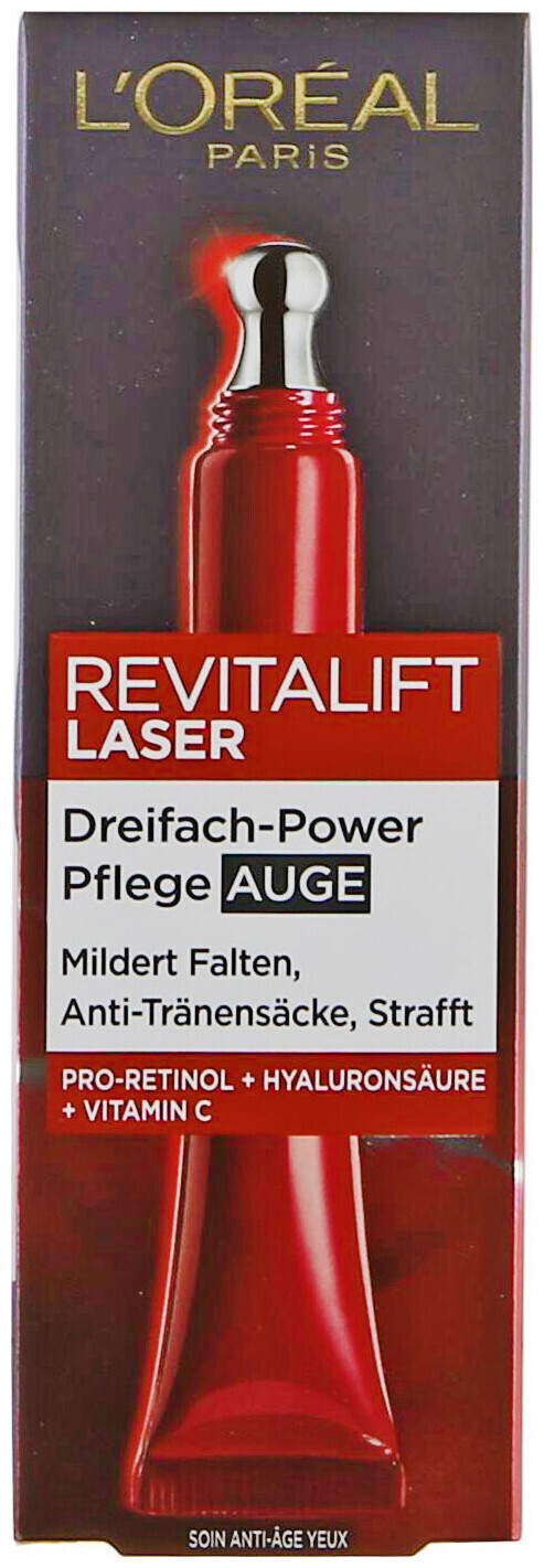 L'Oréal Paris Soin anti-âge triple action RevitaLift Laser X3 pour les yeux, 15ml