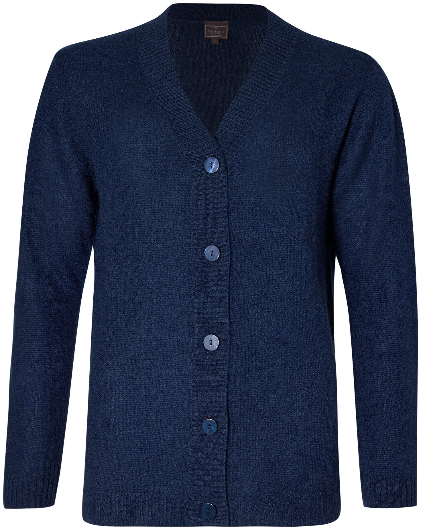 Cashmere Dames Cardigan en cachemire col rond navy L