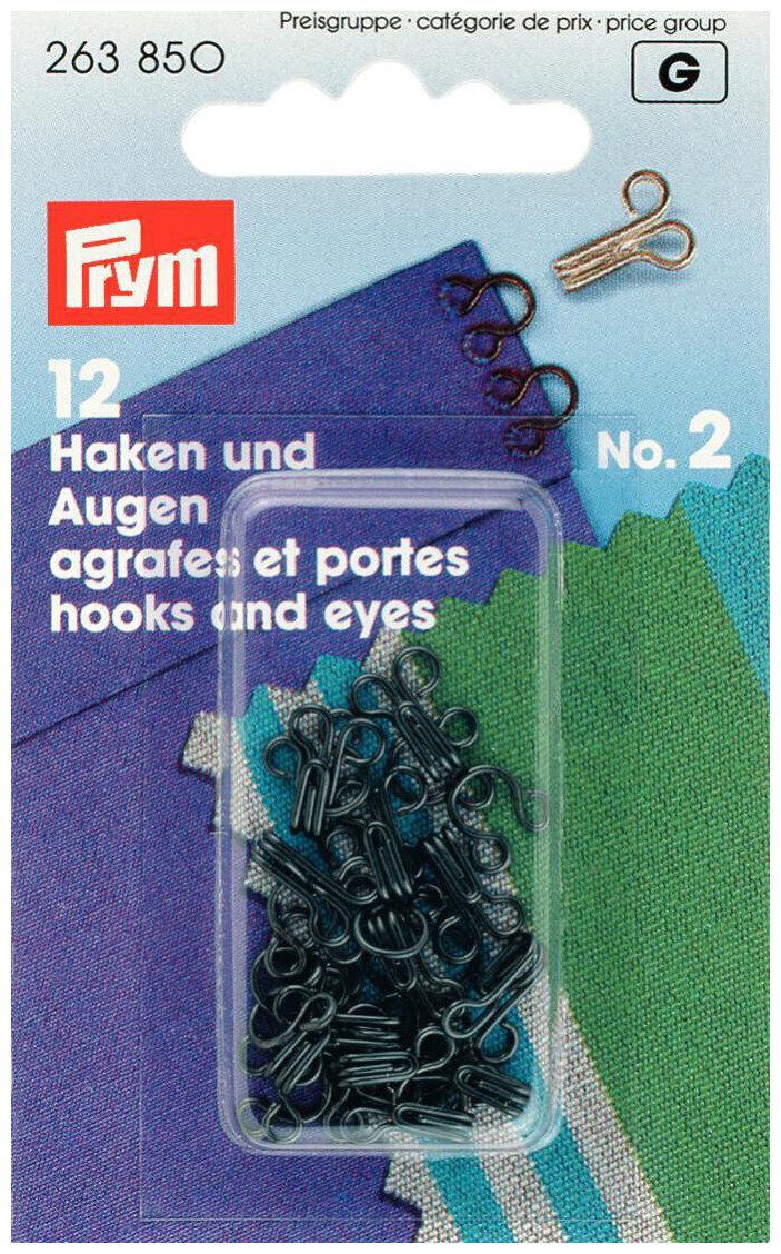 Image of Prym Federhaken und augen schwarz Nr. 2 12 Stk.