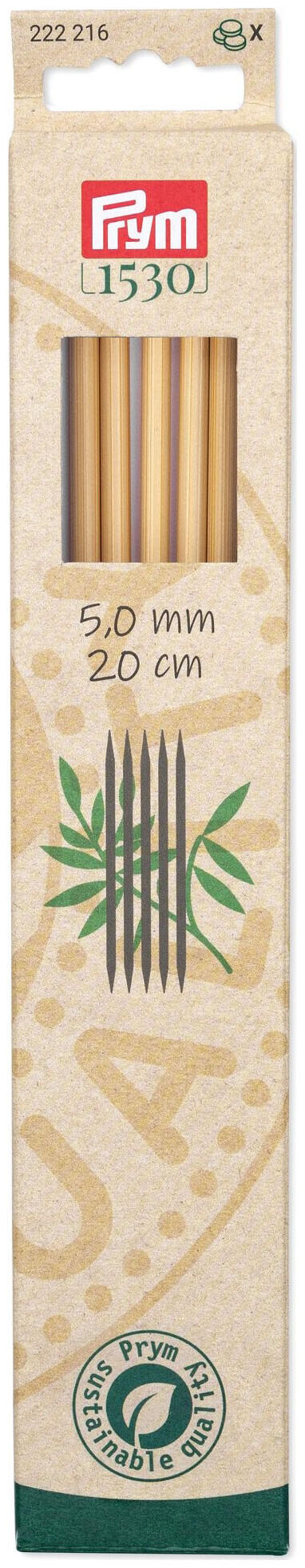 Image of Prym 1530 Strumpfstricknadeln 5.00 mm, 20 cm, Bambus
