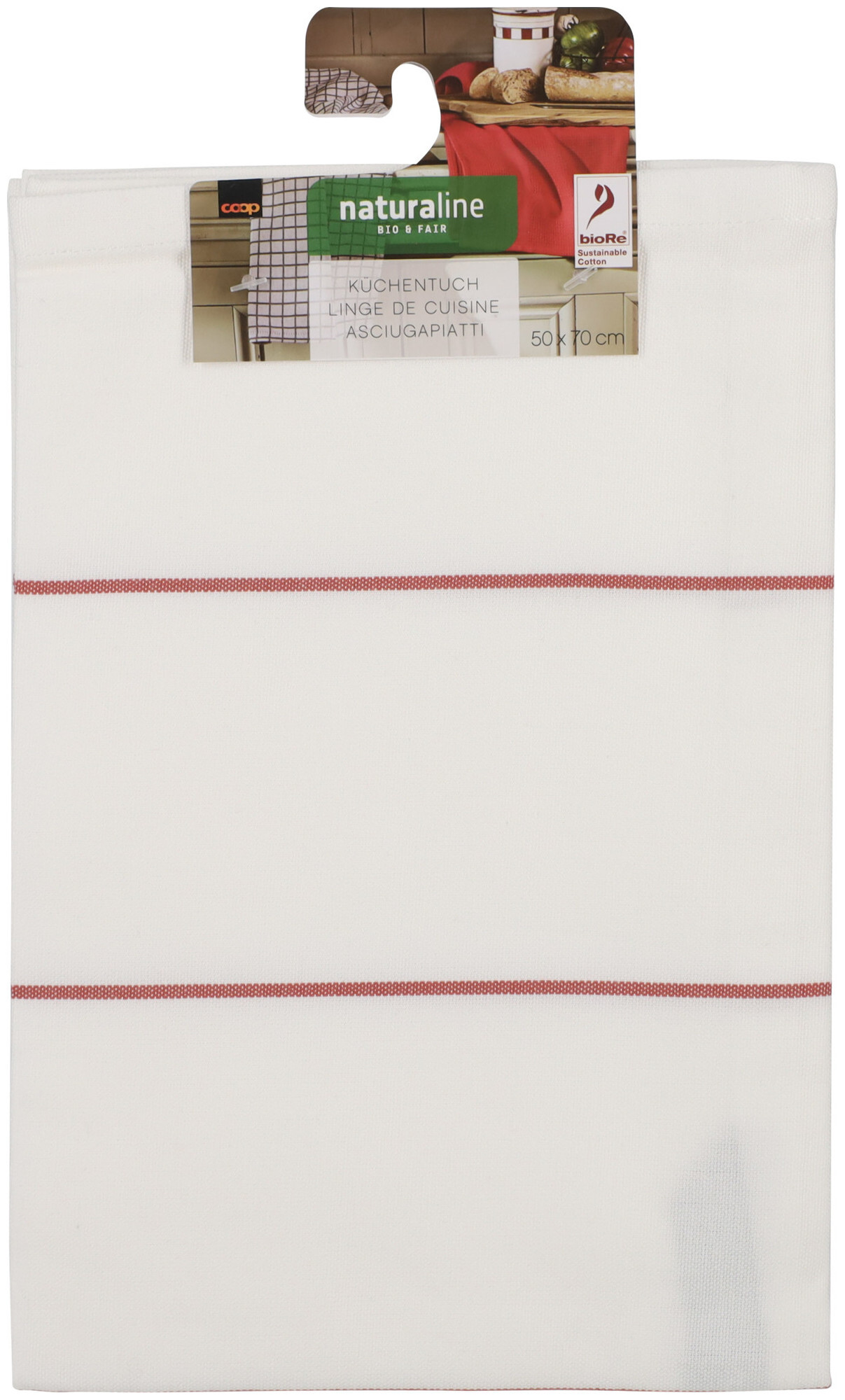 Naturaline Textil Naturaline Linge de cuisine rouge rayé 50x70cm