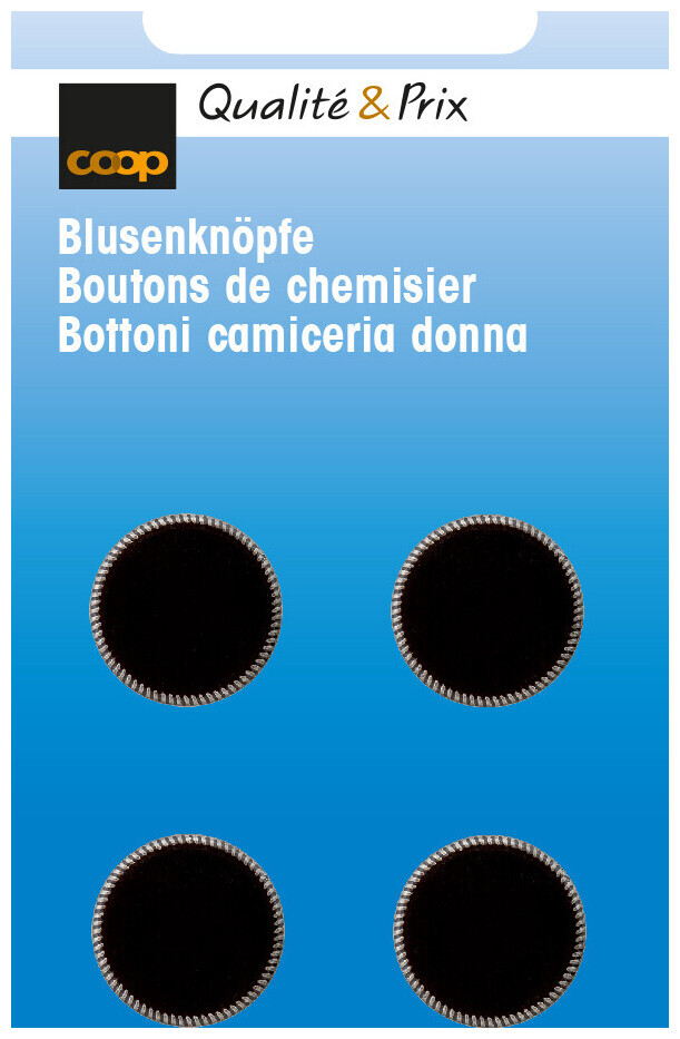 Image of Polyesterknopf mit Metallumrundung schwarz 15 mm 4 Stk.