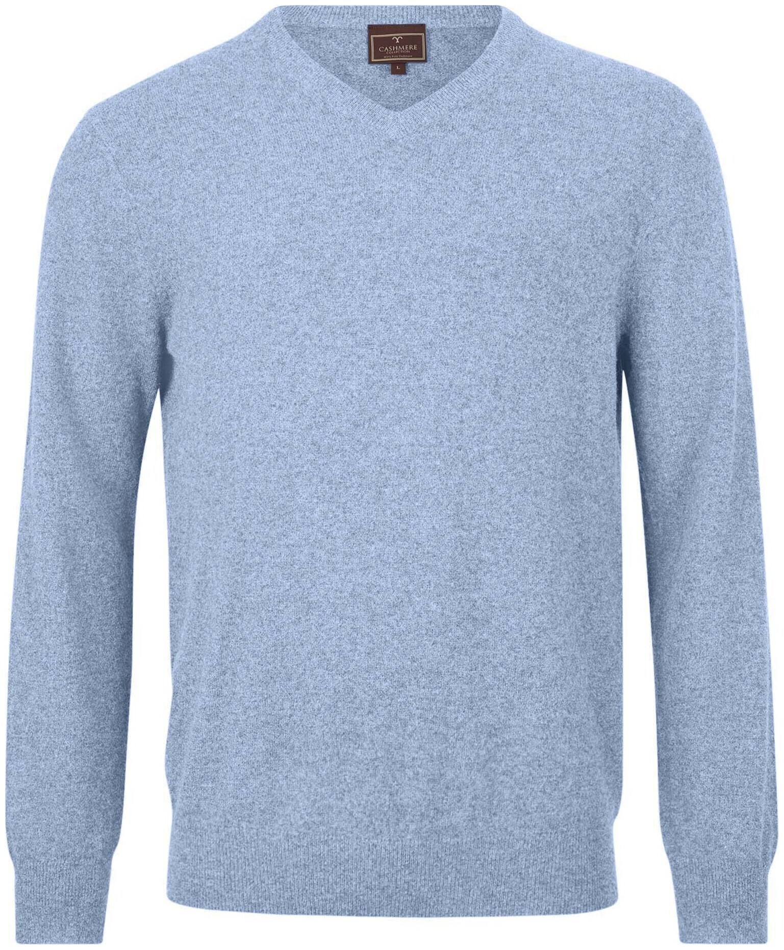 Image of Cashmere Herren V-Ausschnitt Pullover hellblau L