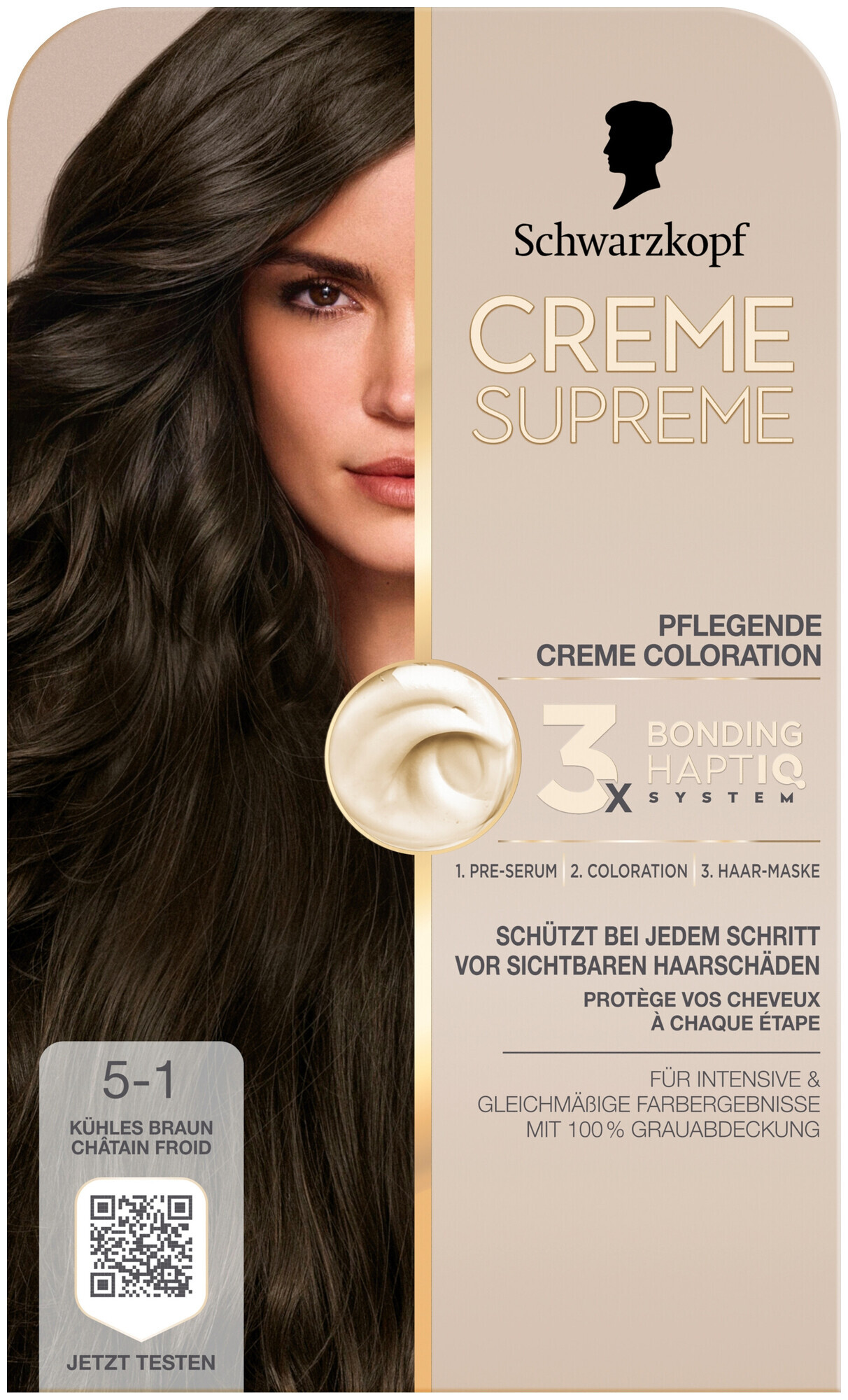 CREME SUPREME Schwarzkopf Crème Supreme Coloration 5–1 Châtain Froid