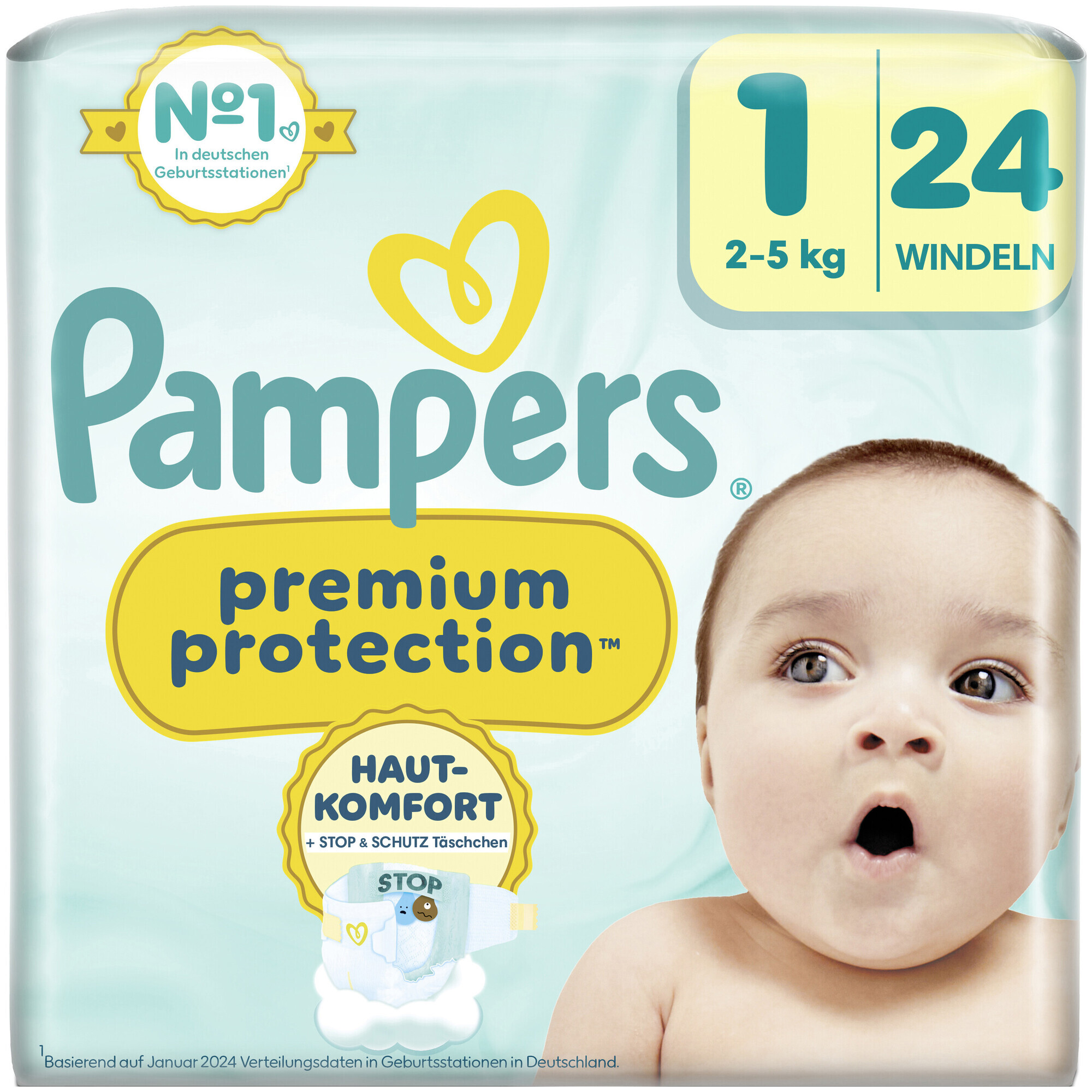 Pampers Premium Protection Grösse 1 Newborn 2-5kg 24 Stück