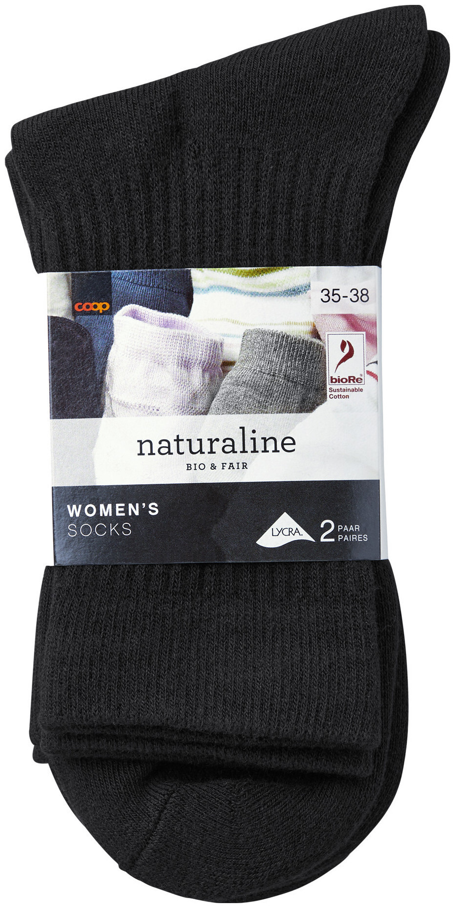 Naturaline Textil Naturaline chaussettes sport pour femme Duo Noir 35 - 38