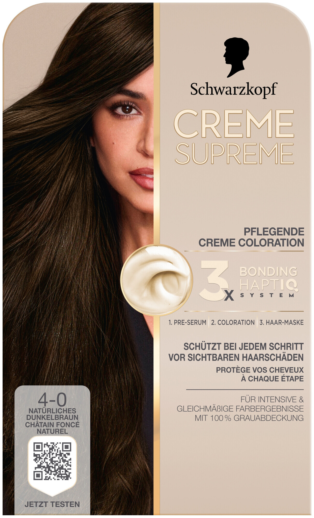 CREME SUPREME Schwarzkopf Crème Supreme Coloration 4–0 Châtain Foncé Naturel