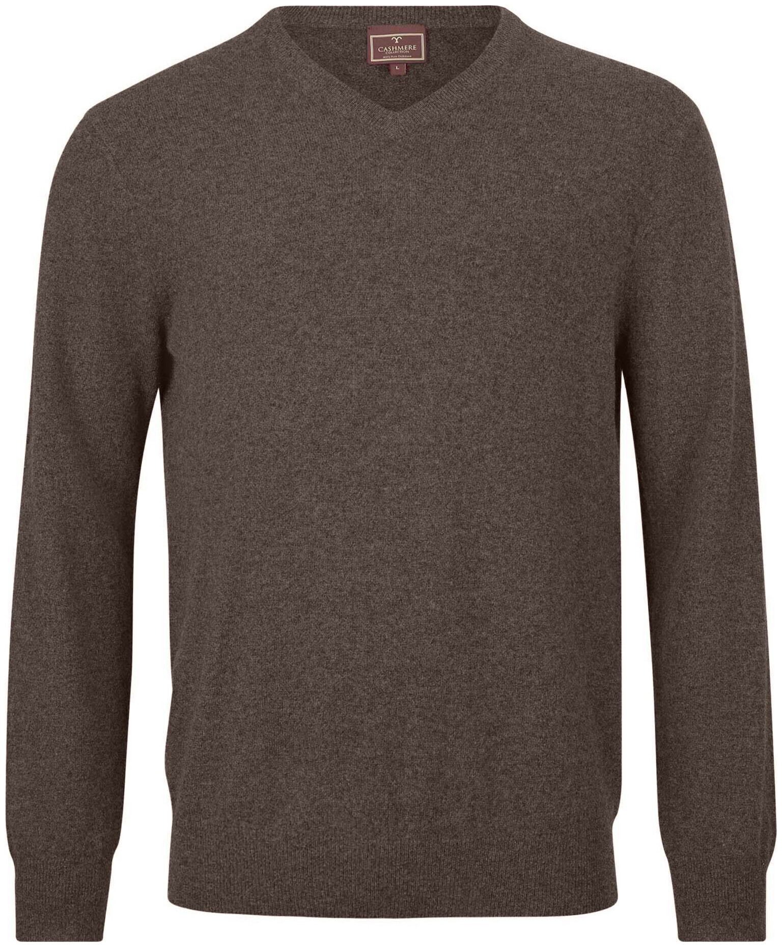 Image of Cashmere Herren V-Ausschnitt Pullover braun L