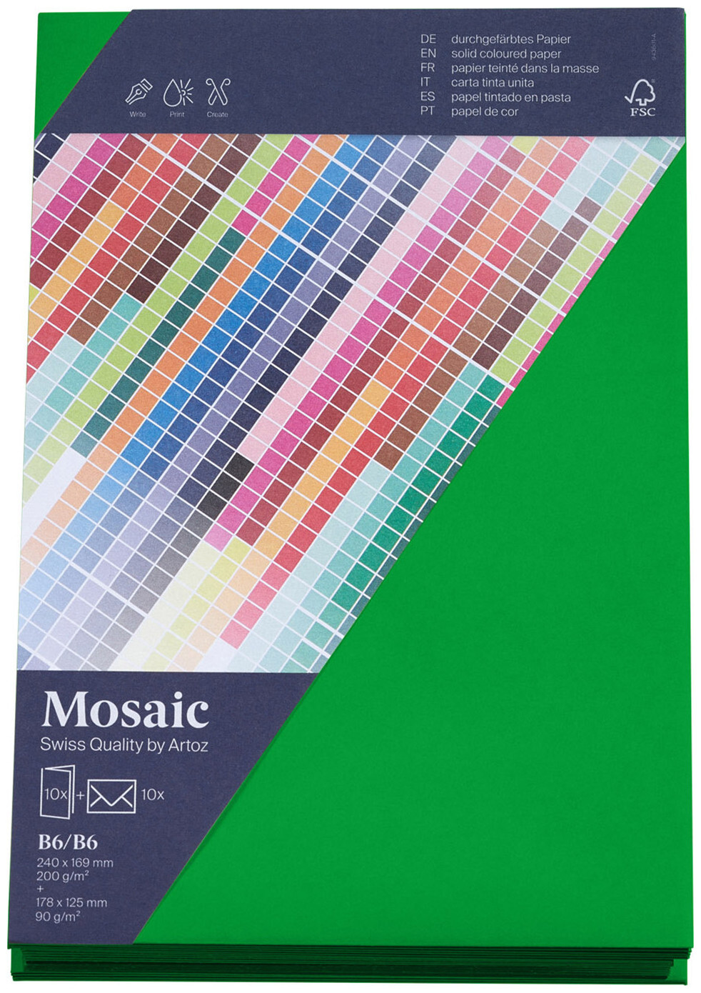 Image of Artoz Mosaic Karten/Kuverts B6/B6 apfelgrün je 10 Stück