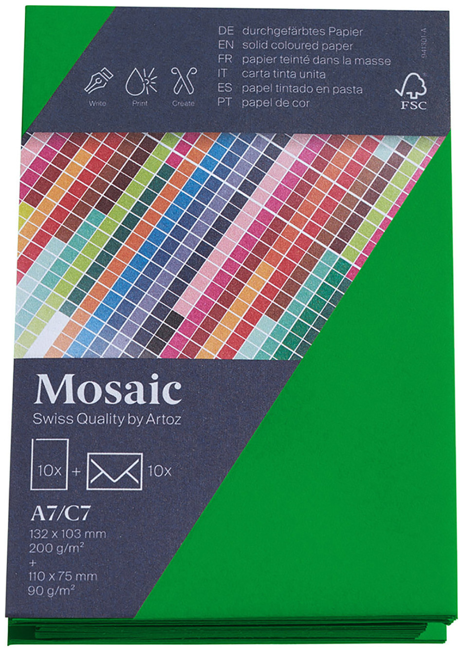 Image of Artoz Mosaic Karten/Kuverts A7/C7 apfelgrün je 10 Stück