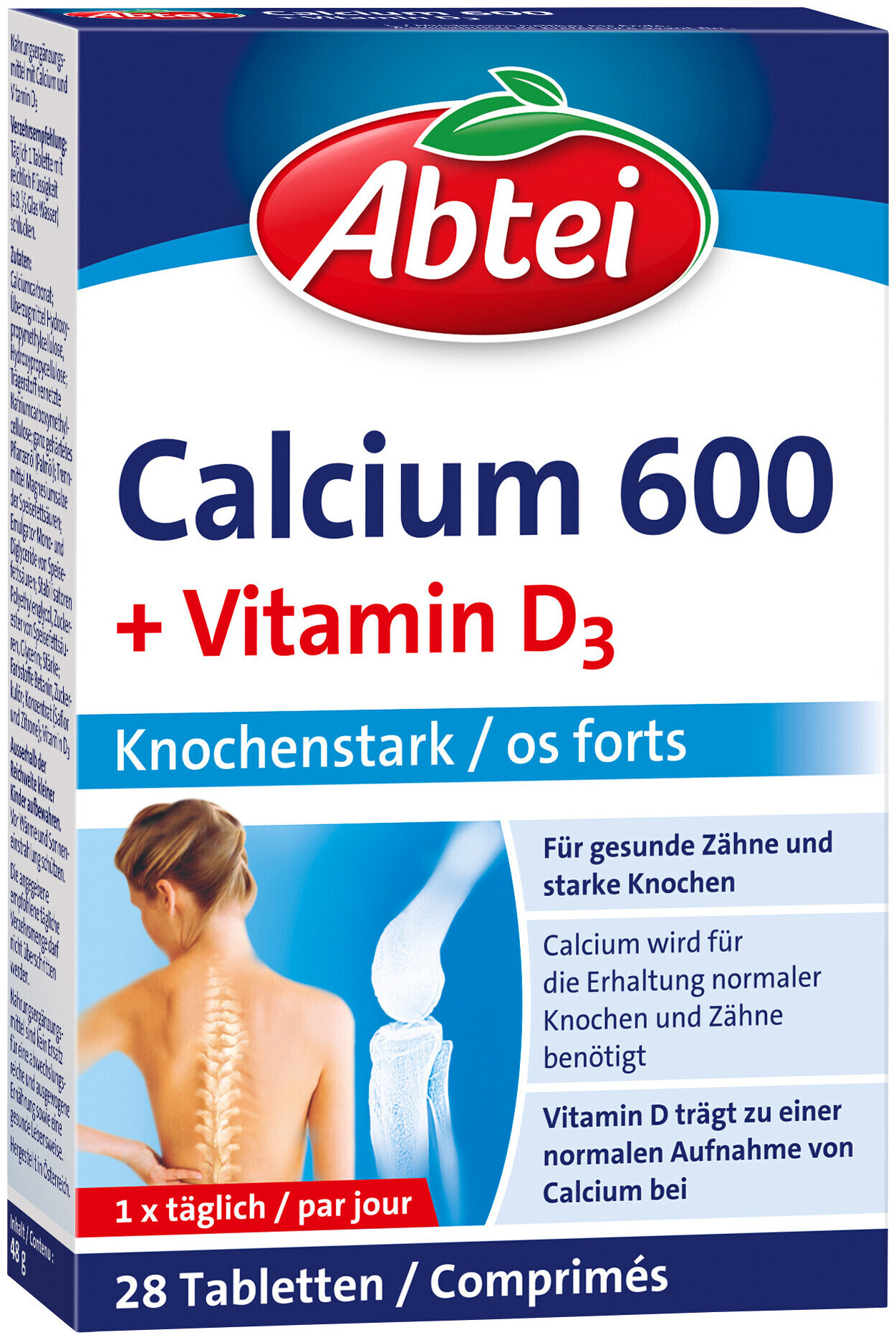 Image of Abtei Calcium 600 + Vitamin D3 28 TablettenAbtei Calcium 600 + Vitamin D3 28 Tabletten