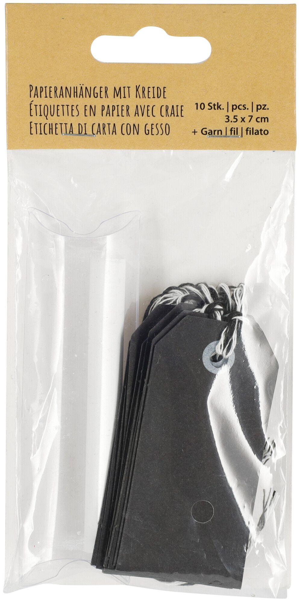 Etikette schwarz mit Kreidestift