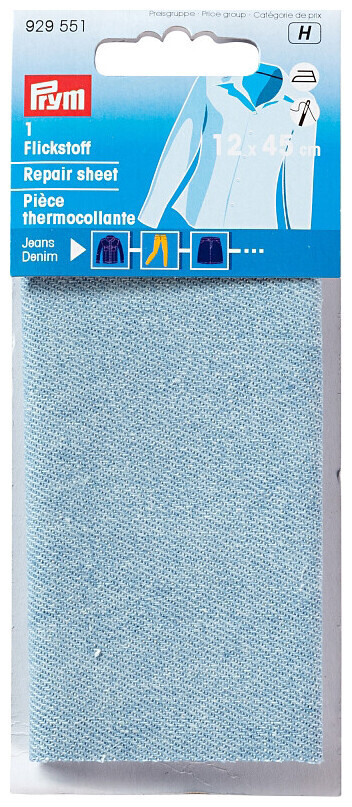 Prym tissu thermocollant jean bleu clair 12 x 45 cm carte