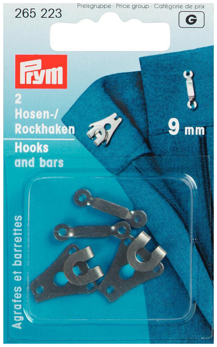 Image of Prym Hosen oder Rockhaken + Stege schwarz 9 mm 2 Stk.