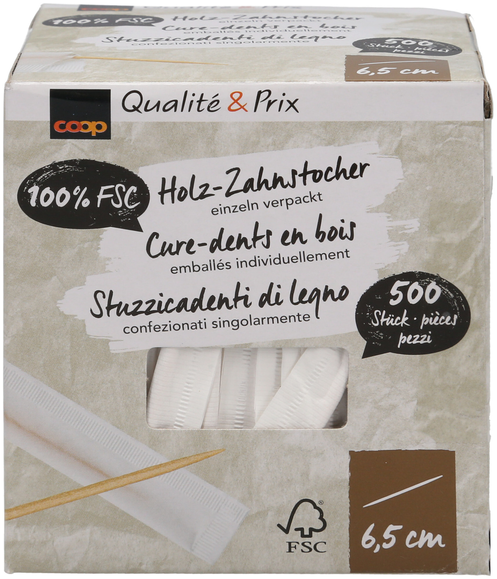 Image of Coop Qualité & Prix Zahnstocher einzeln verpackt 66mm