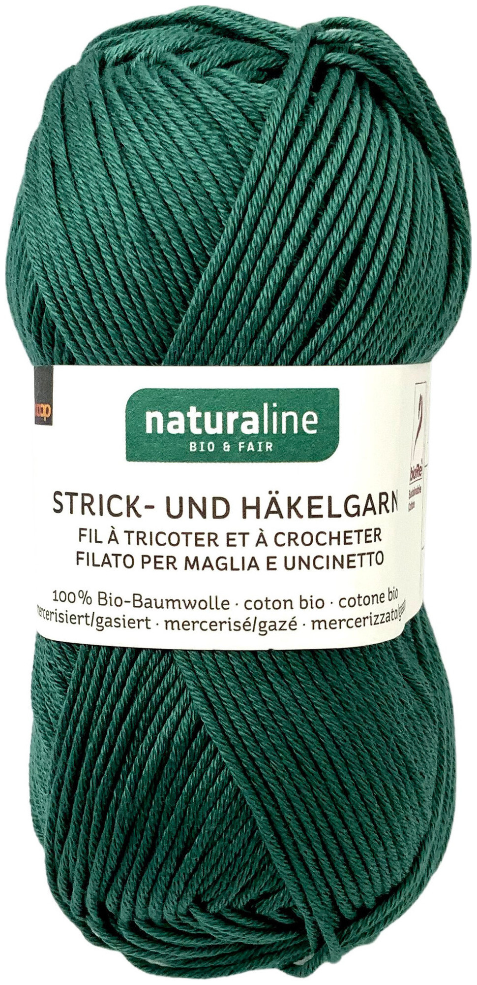 Image of Naturaline Textil Coop Bio Naturaline 336 Handstrickgarn 100% Baumwolle merc. dunkelgrün 50g