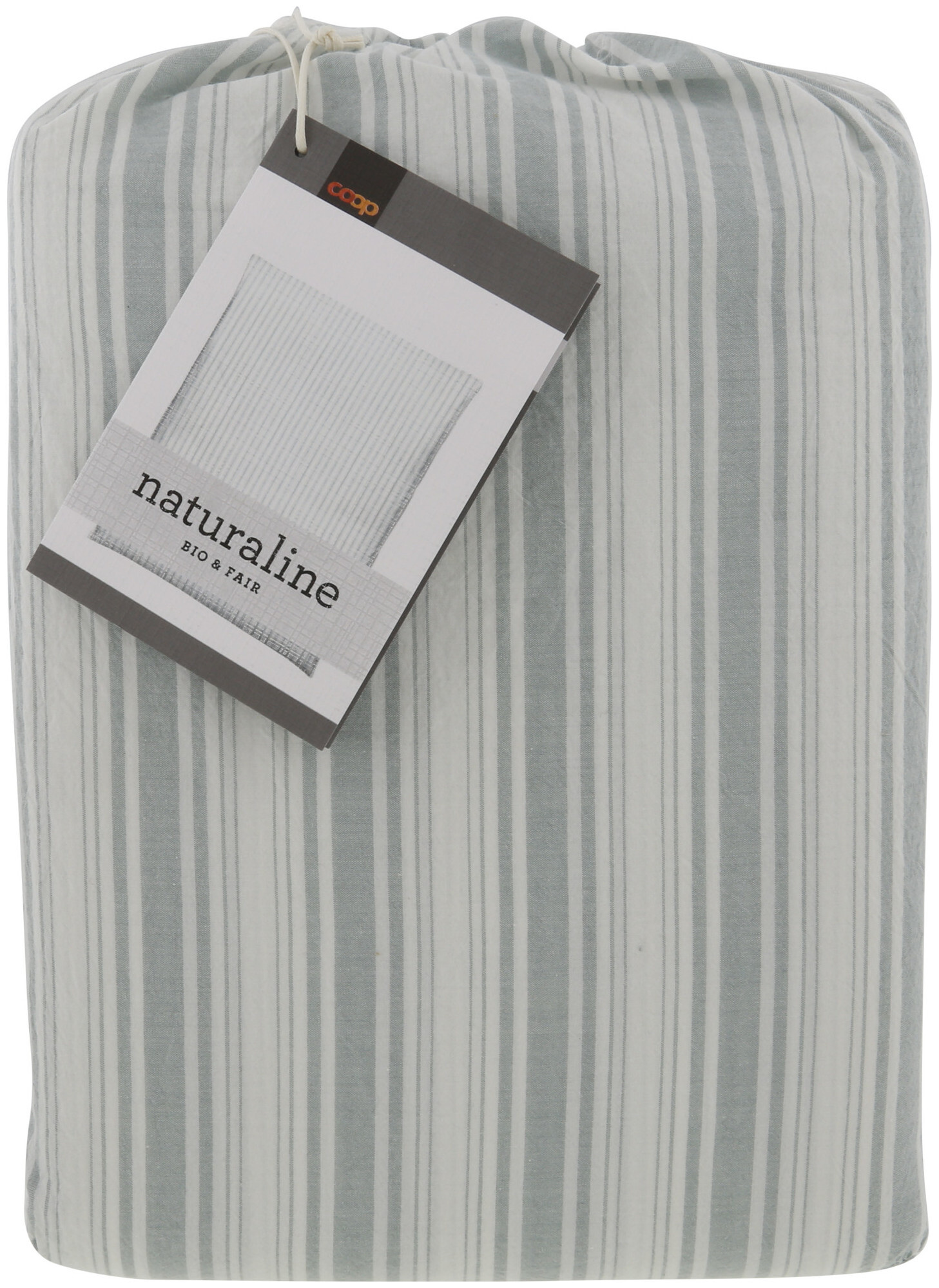 Naturaline Textil Naturaline fourre de duvet rayure vert 160x210 cm
