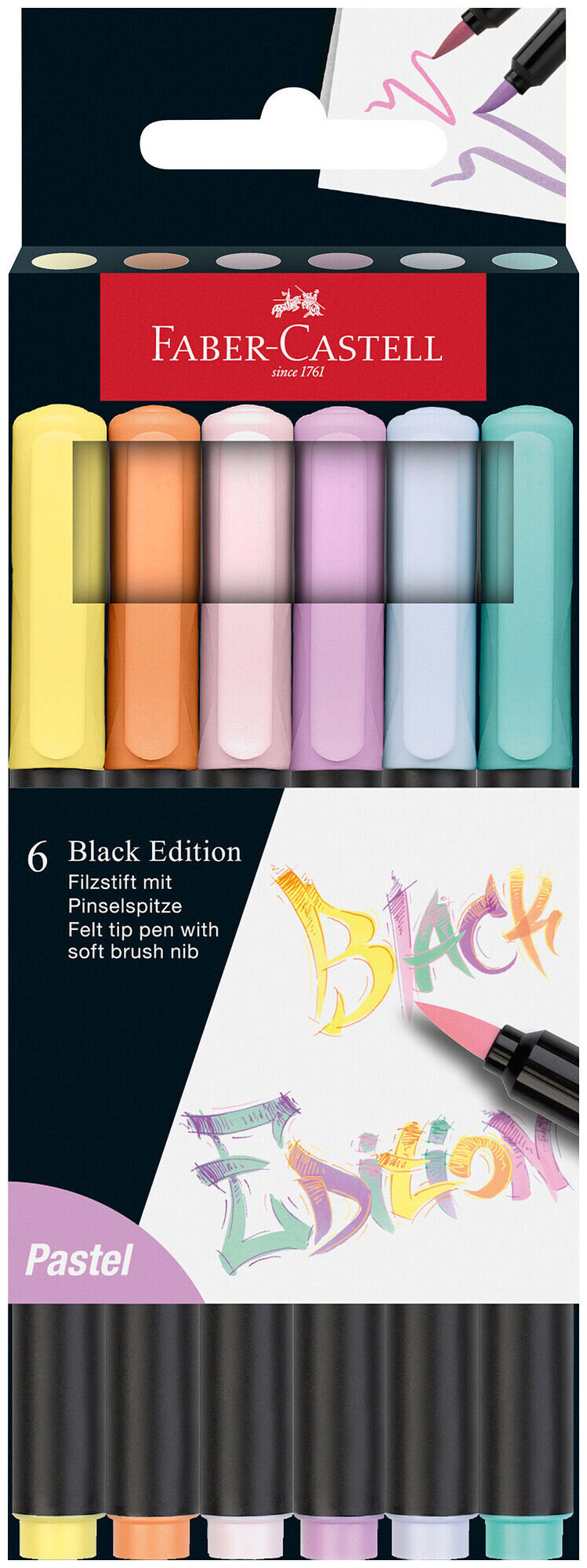 Image of Faber Castell Black Edition Filzstifte pastell 6 Stück