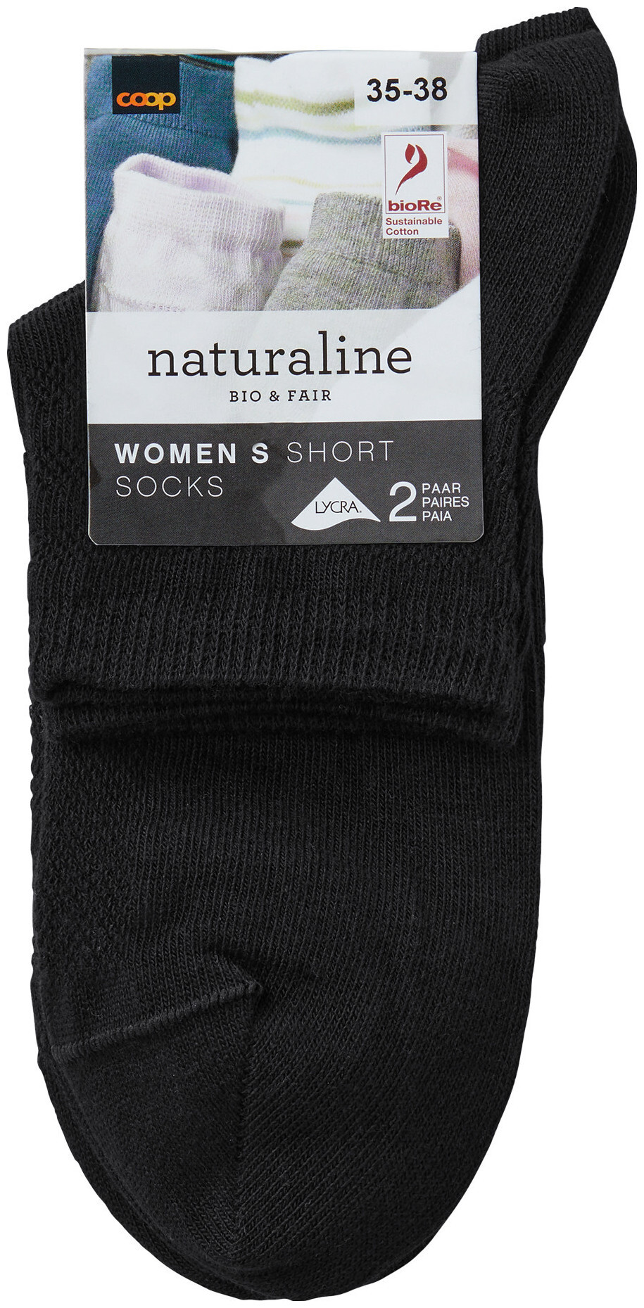 Image of Naturaline Textil Naturaline Damen Kurzsocke Piqué Schwarz 35 - 38