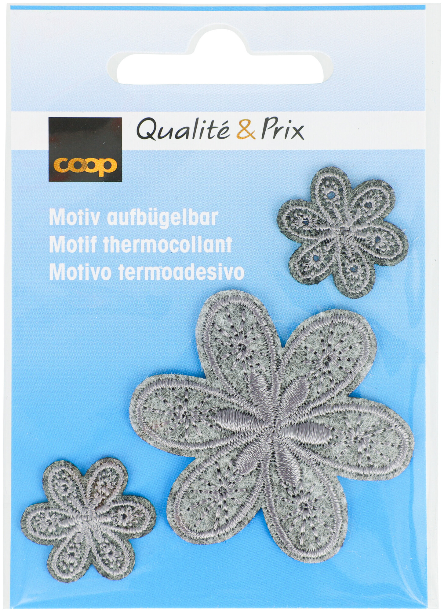 Image of Coop Applikation Blumen Set gross klein grau