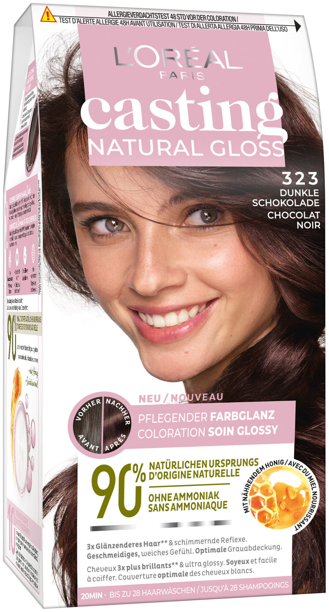 Image of Casting Creme Gloss L'Oréal Paris Casting Natural Gloss pflegende Intensivtönung 323 Dunkle Schokolade