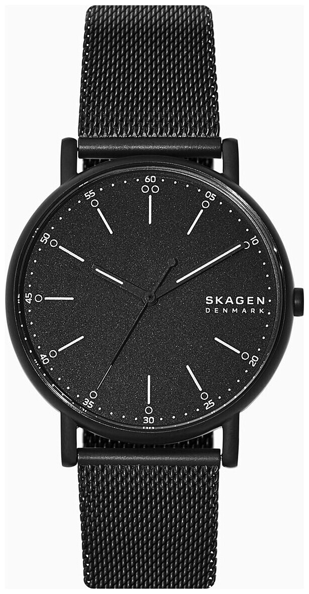 Image of Skagen Uhr Signatur 3-Zeiger-Werk Milanaise Edelstahl schwarz