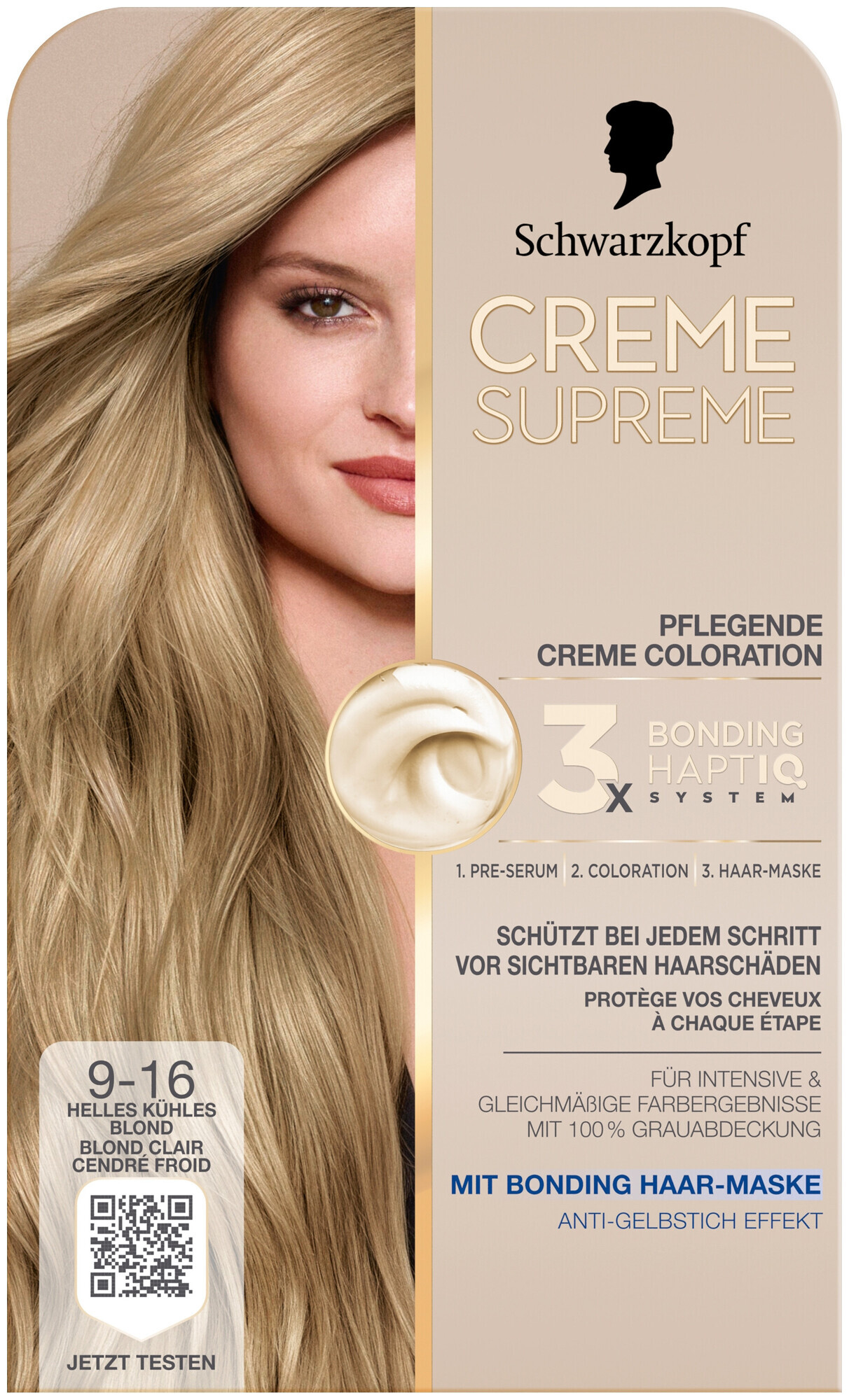 Schwarzkopf Creme Supreme Coloration 9-16 Helles Kühles Blond