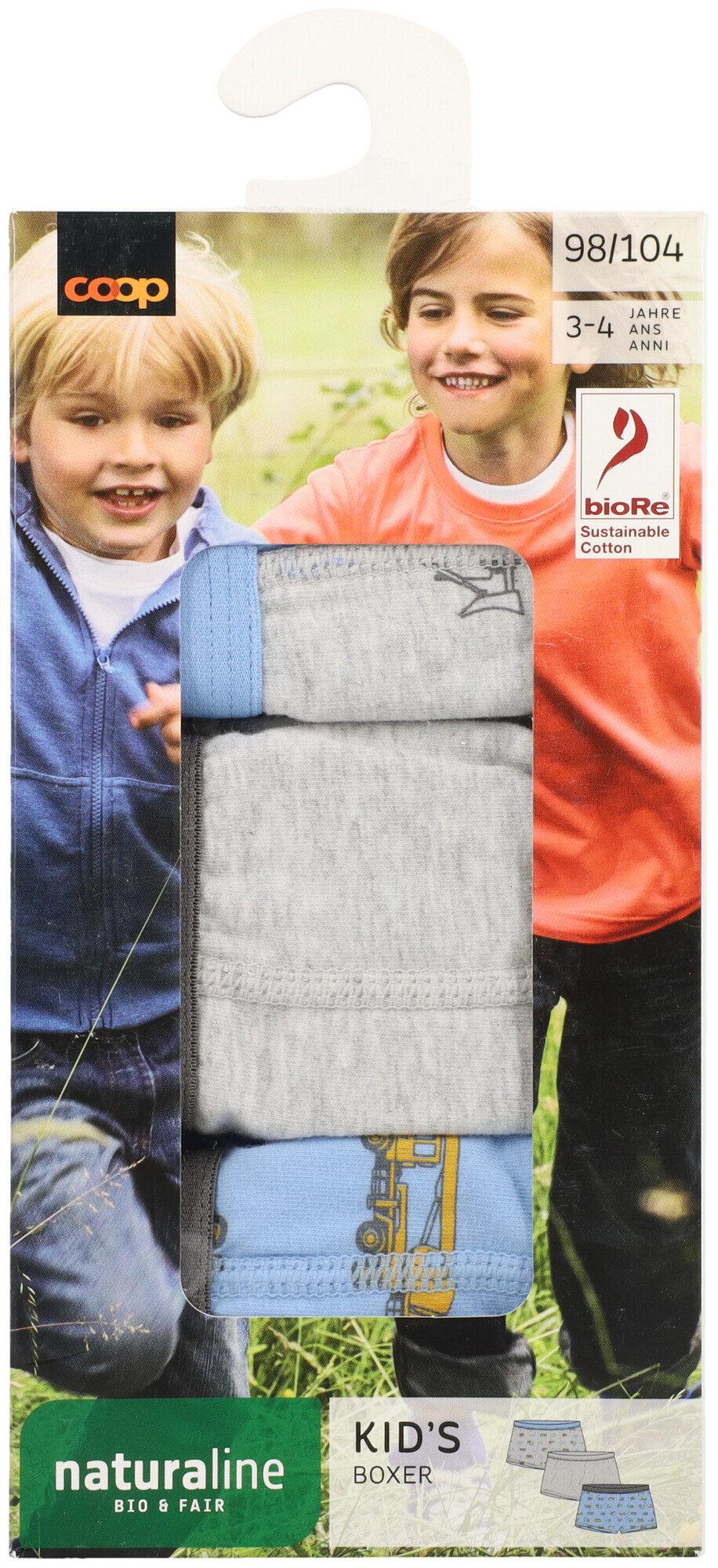 Image of Naturaline Textil Kids Boxer Baustelle grau 122/128