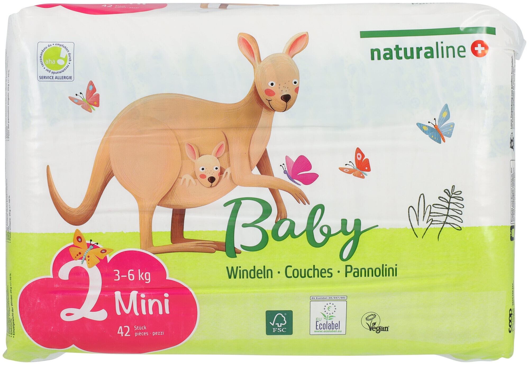 Image of Naturaline Cosmetics Naturaline Baby Mini Grösse 2, 3-6kg, 42 Stück