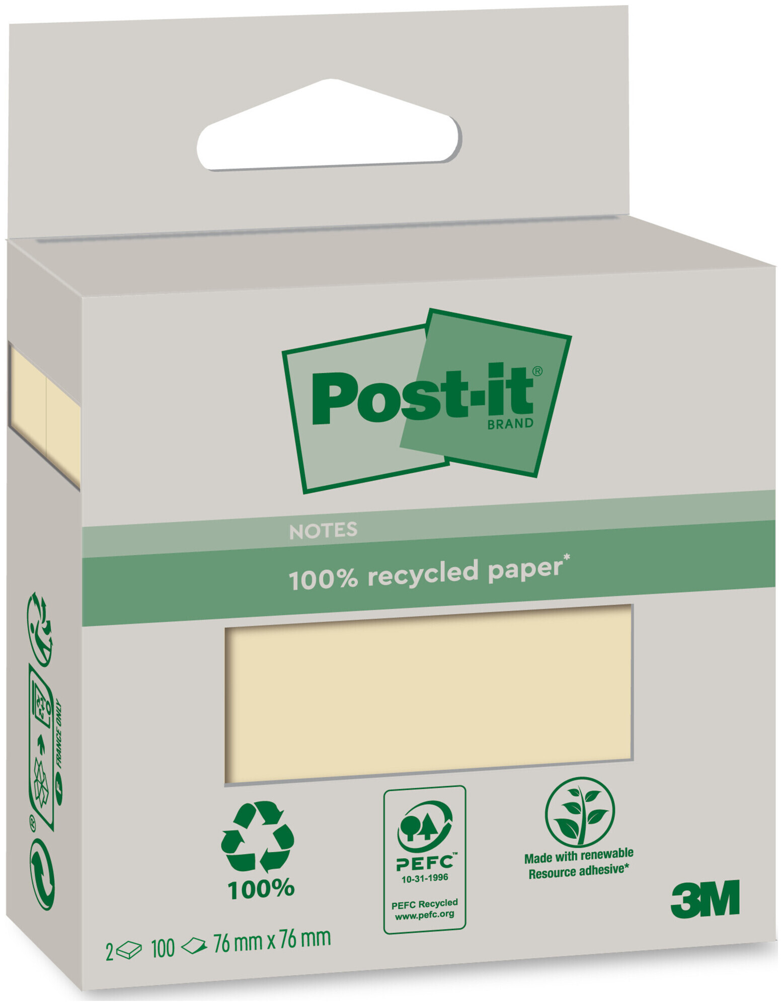 Image of Post-it Recycled 2x100 Blatt gelb