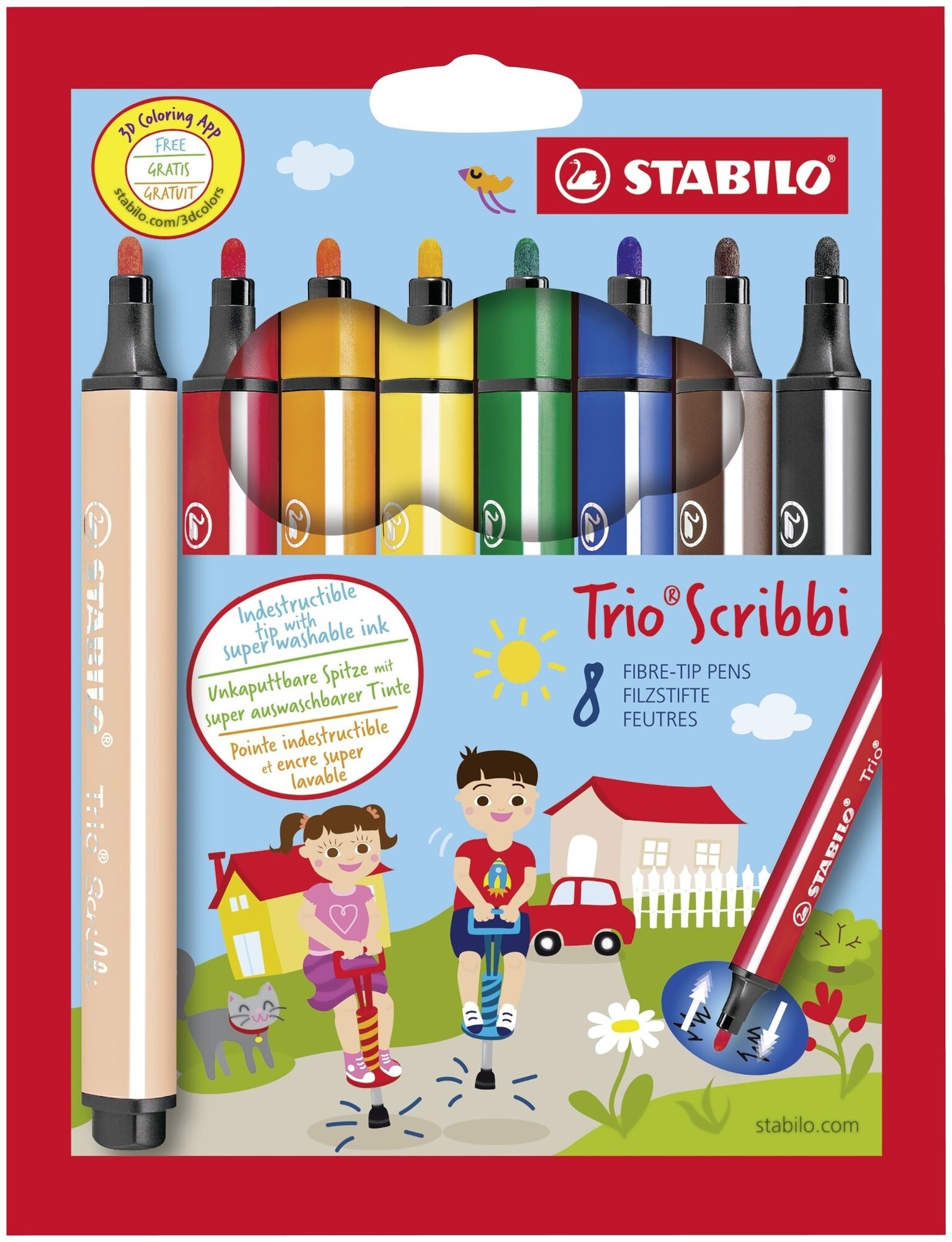 Image of Stabilo Fasermaler Trio Scribbi 8er Etui