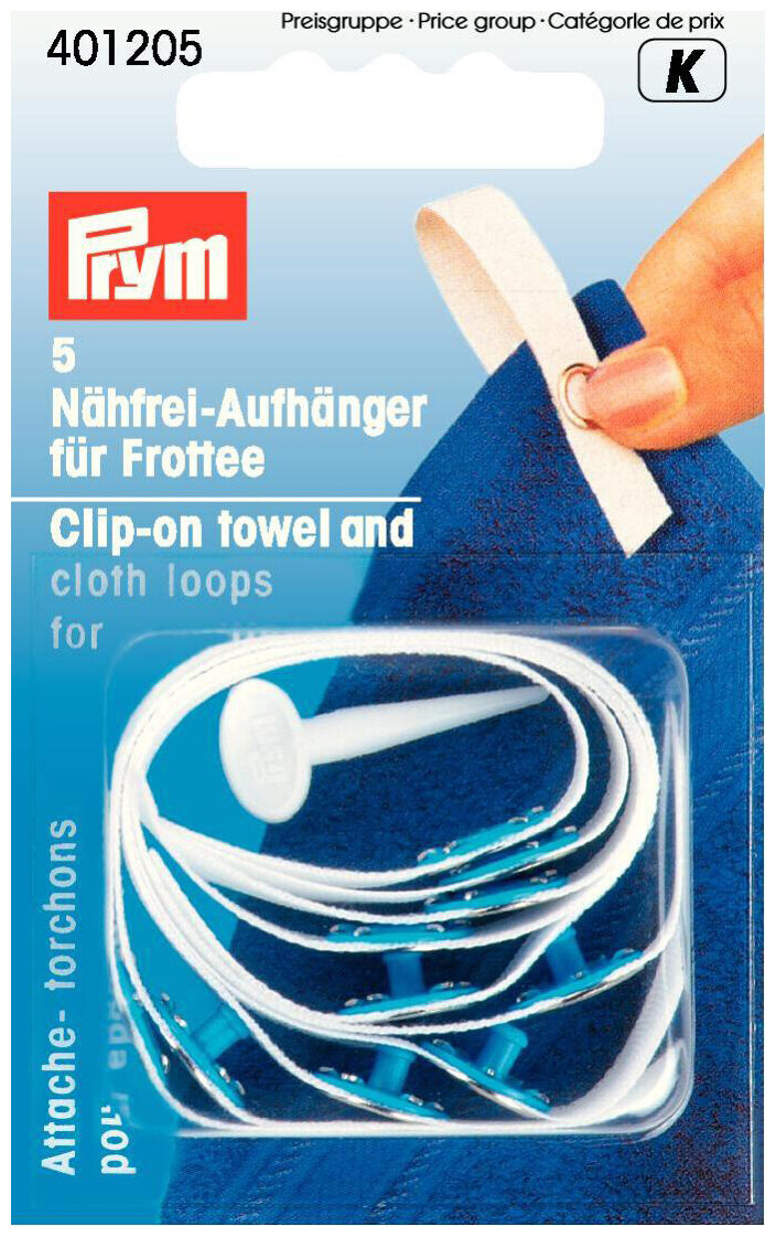 Image of Prym Nähfrei-Aufhänger Frottee weiss 5 Stk.