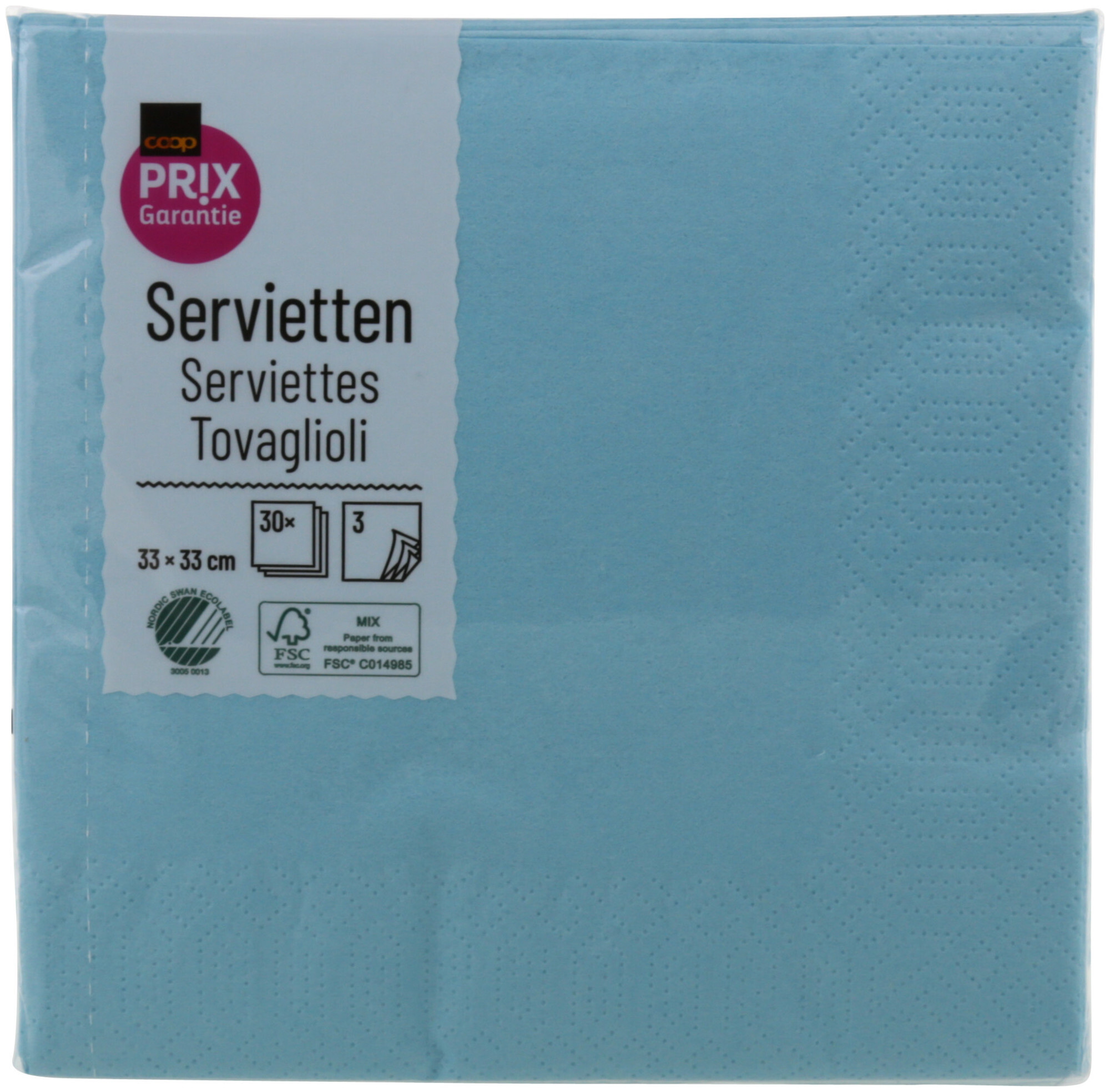 Prix Garantie Servietten mintblue 33cm 30 Stück