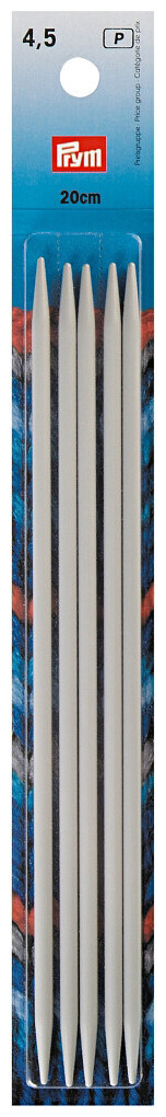 Image of Prym Strumpfstricknadeln, grau 4.50 mm, 20 cm, Karte 5 Stk., Aluminium