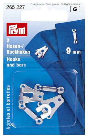 Image of Prym Hosen oder Rockhaken + Stege silber 9 mm 2 Stk.