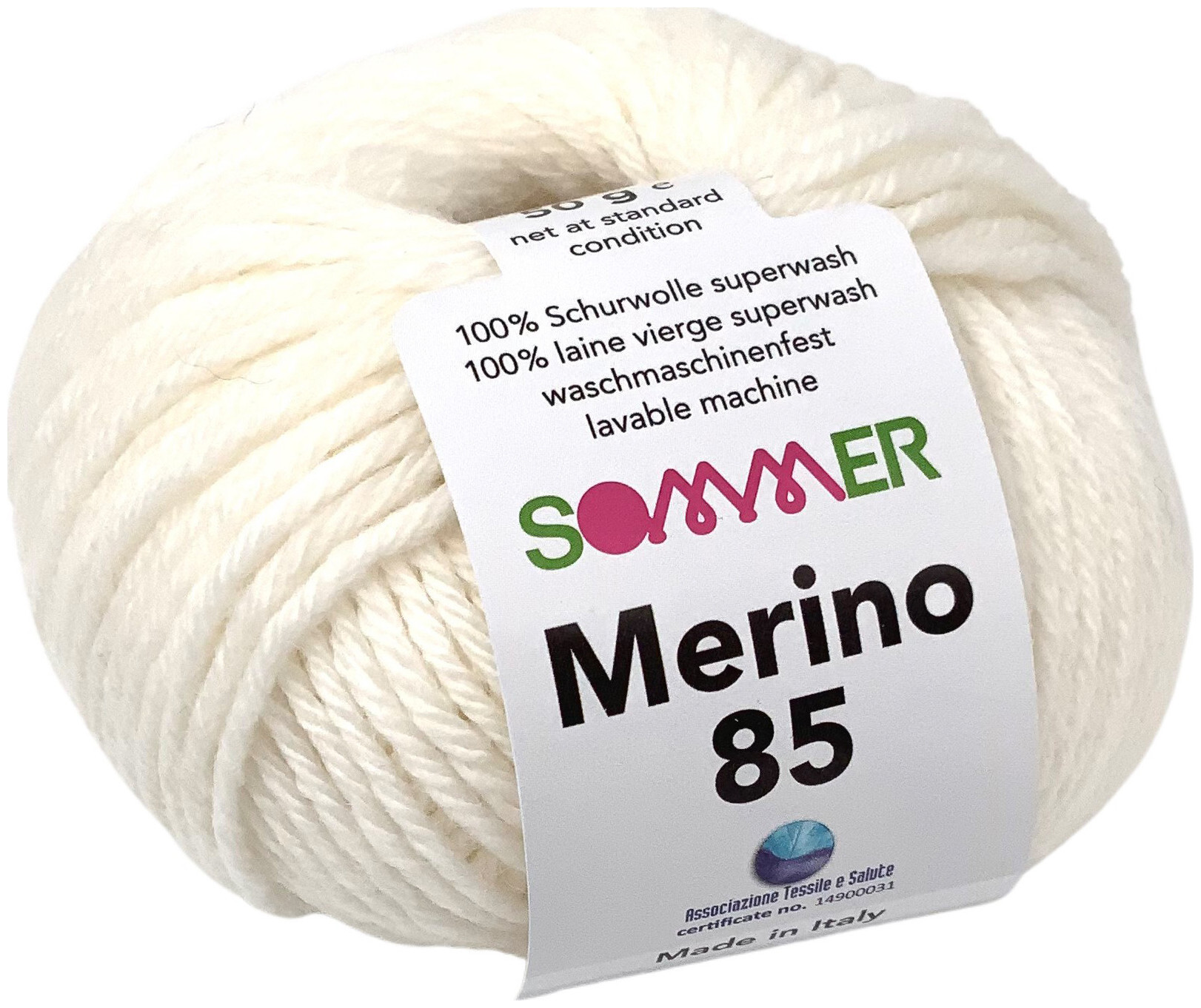 Image of Sommer Merino 85 01 Handstrickgarn 100% Merino Superwash weiss 50g