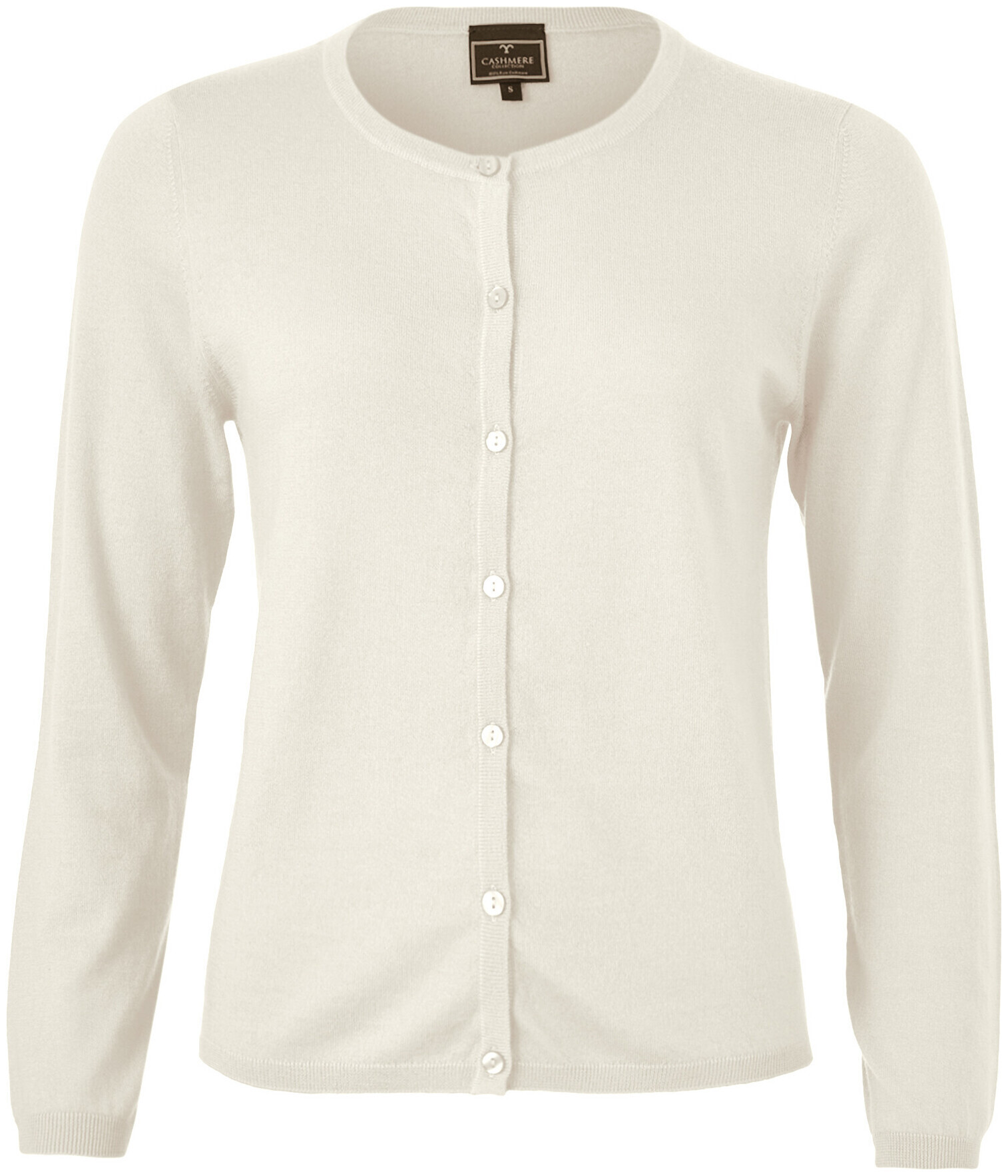 Cashmere Damen Cardigan Rundhals ecru M