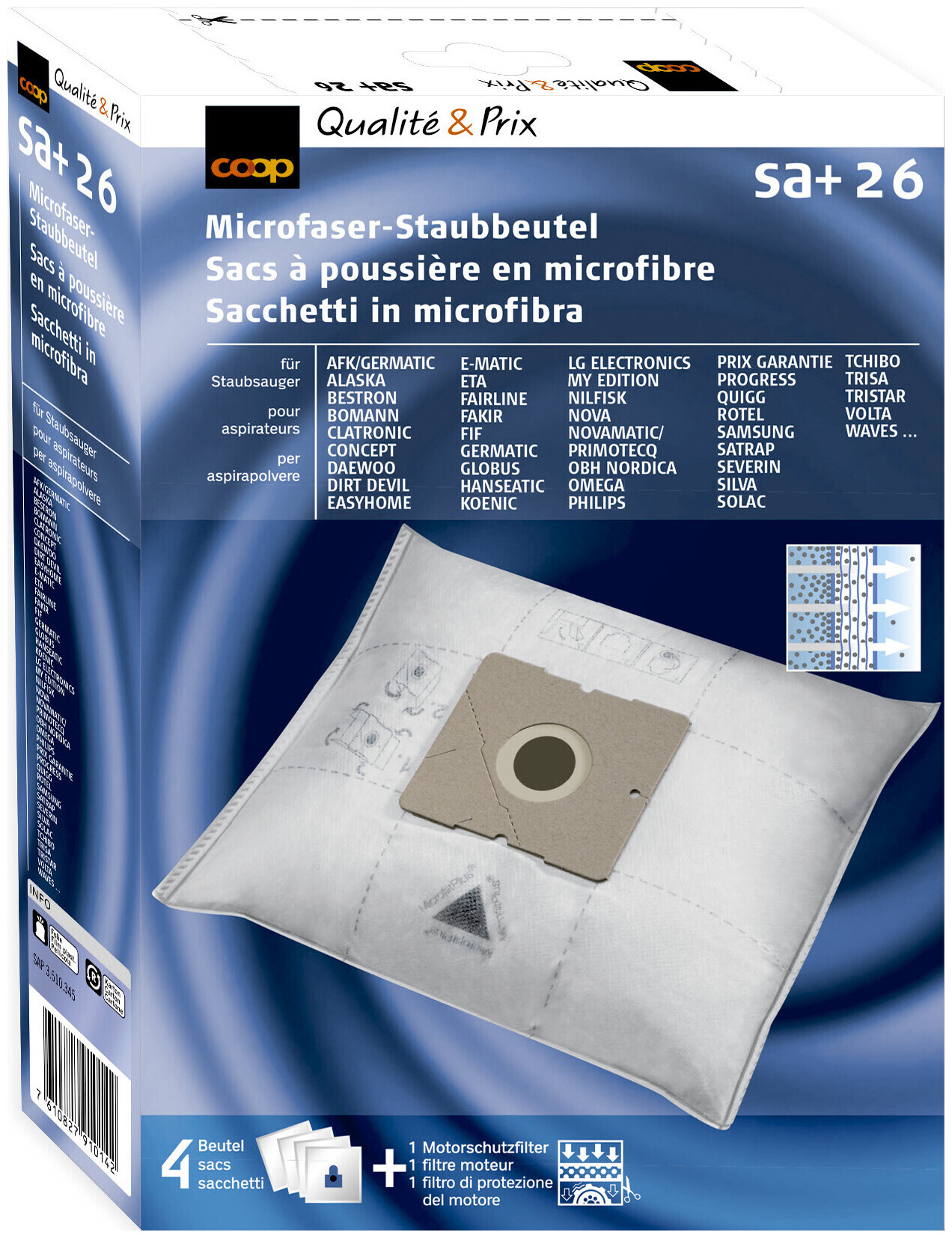 Image of Preisimage-EM Qualité & Prix Staubsaugerbeutel Microfaser Sa+26 4 Stück