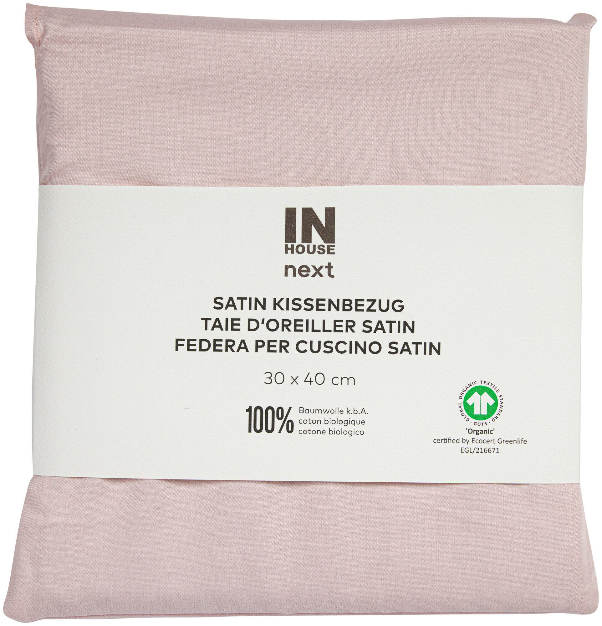 Image of Inhouse Kissen Gots Satin 30x40 rosa