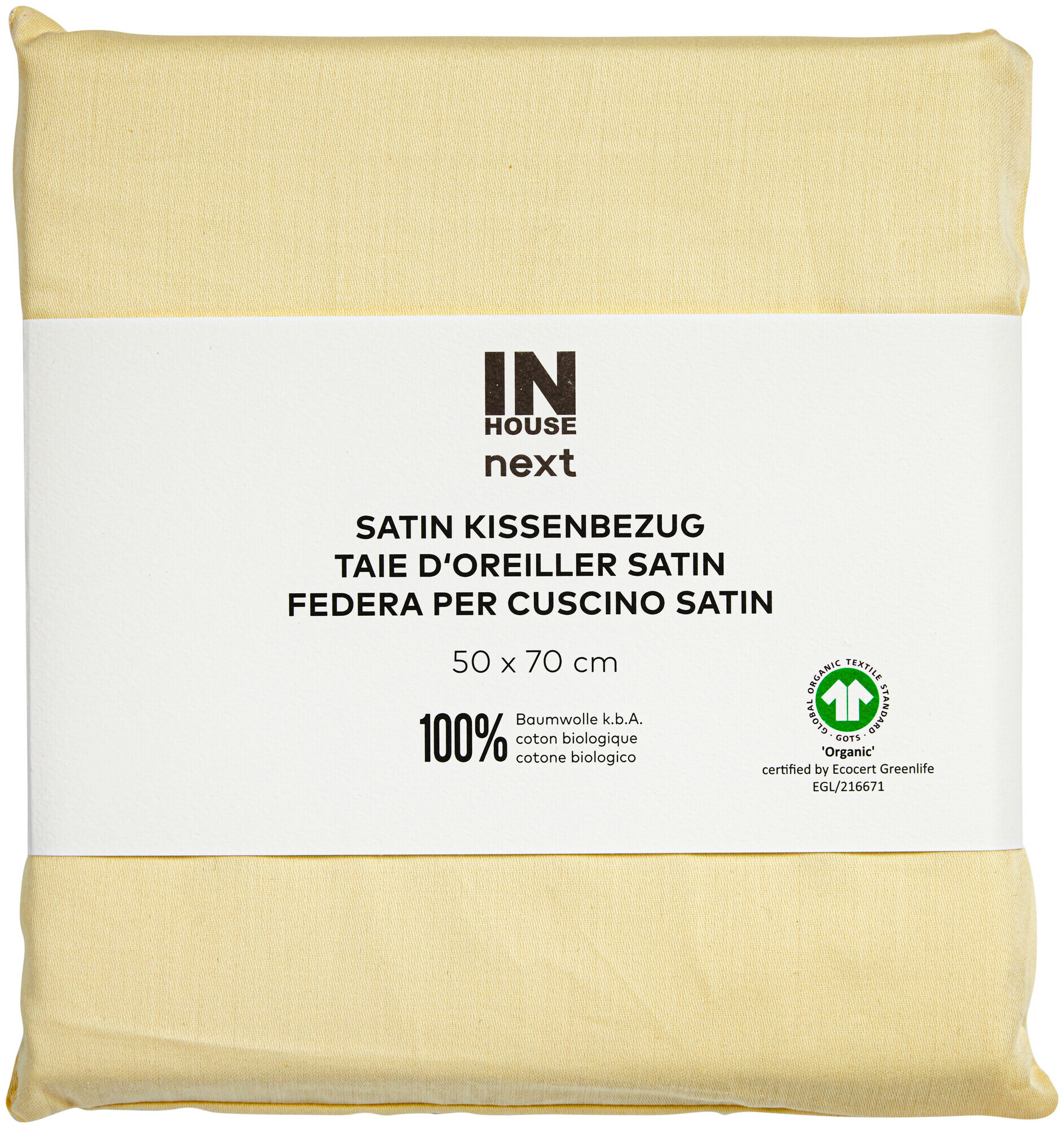 Image of Inhouse Kissen Gots Satin 50x70 kamille