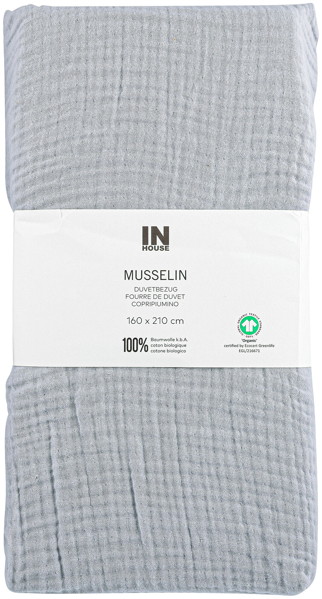 Image of Inhouse Duvet Gots Musseline 160x210 silber