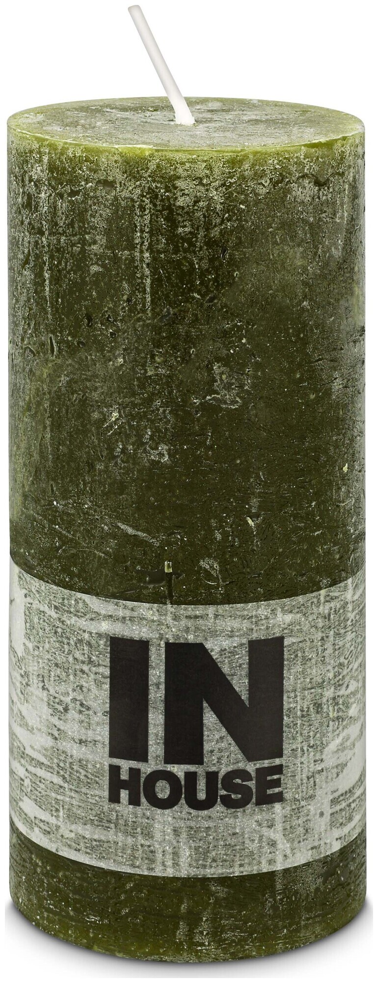 Image of Inhouse Zylinderkerze Rustic 68x150 Dunkelgrün