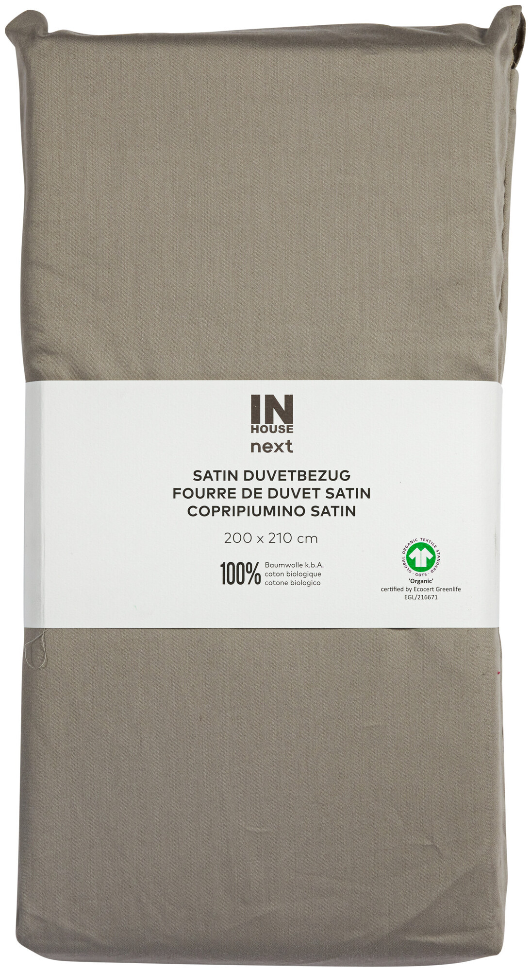 Image of Inhouse Duvet Gots Satin 200x210 taupe